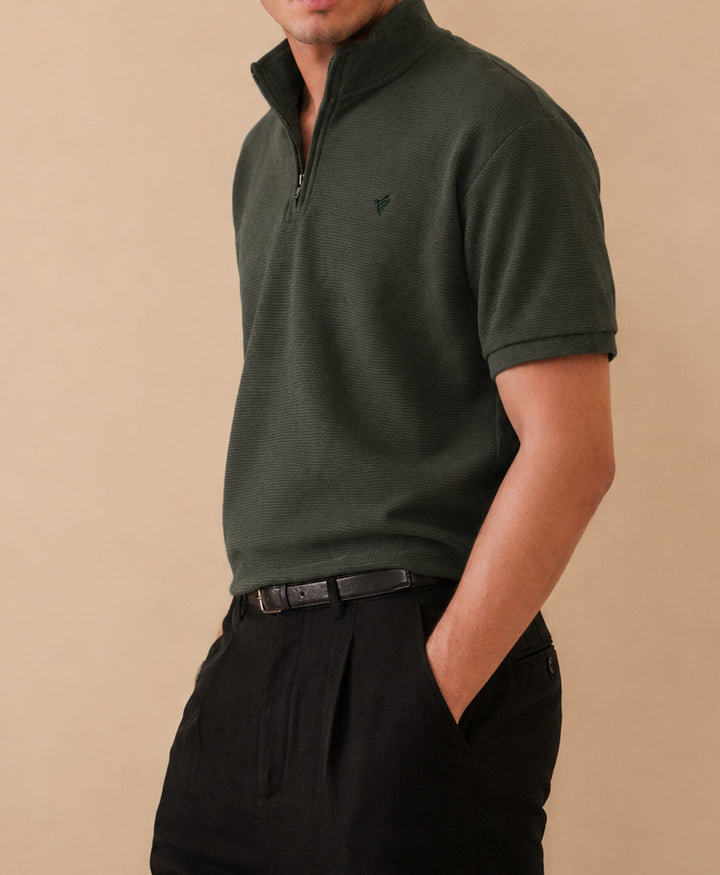 Hunter Green Mock Zip POLO