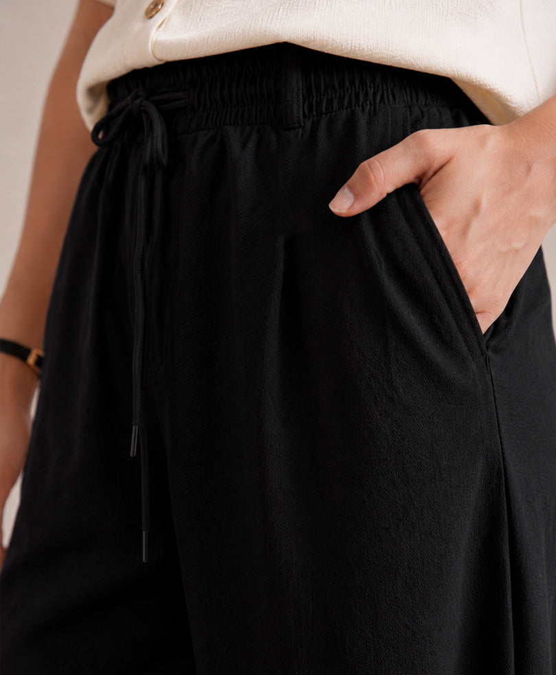 Black Waffle Wide Trouser (Women)