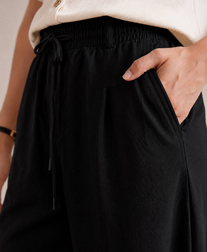 Black Waffle Wide Trouser (Women)
