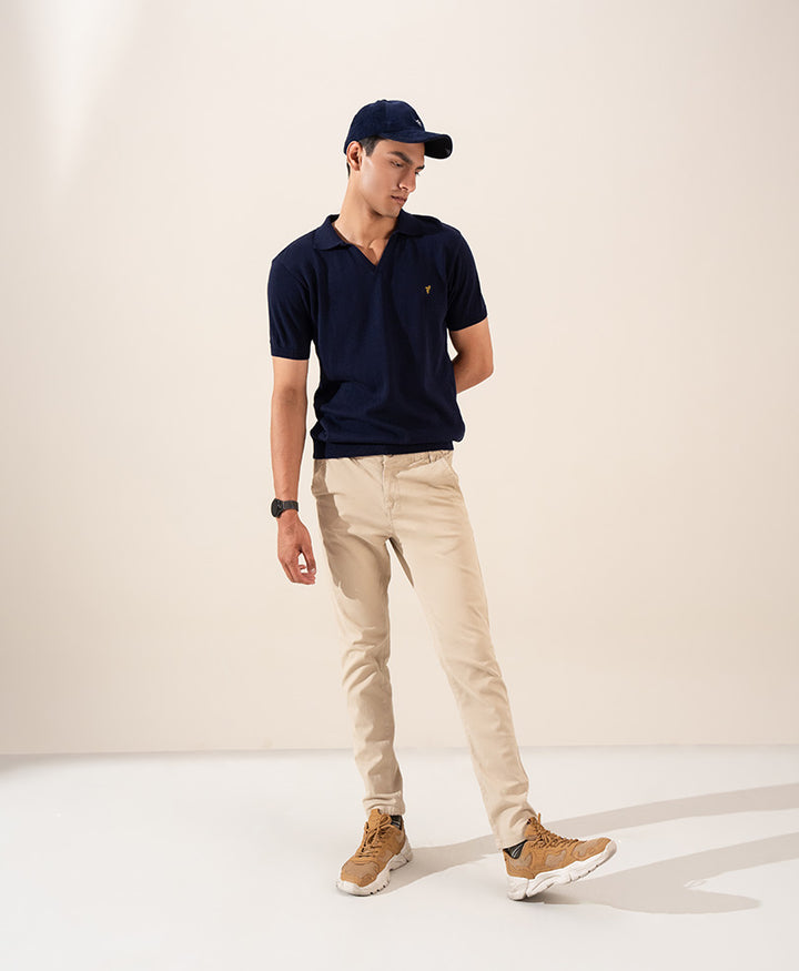 Navy Knitted POLO