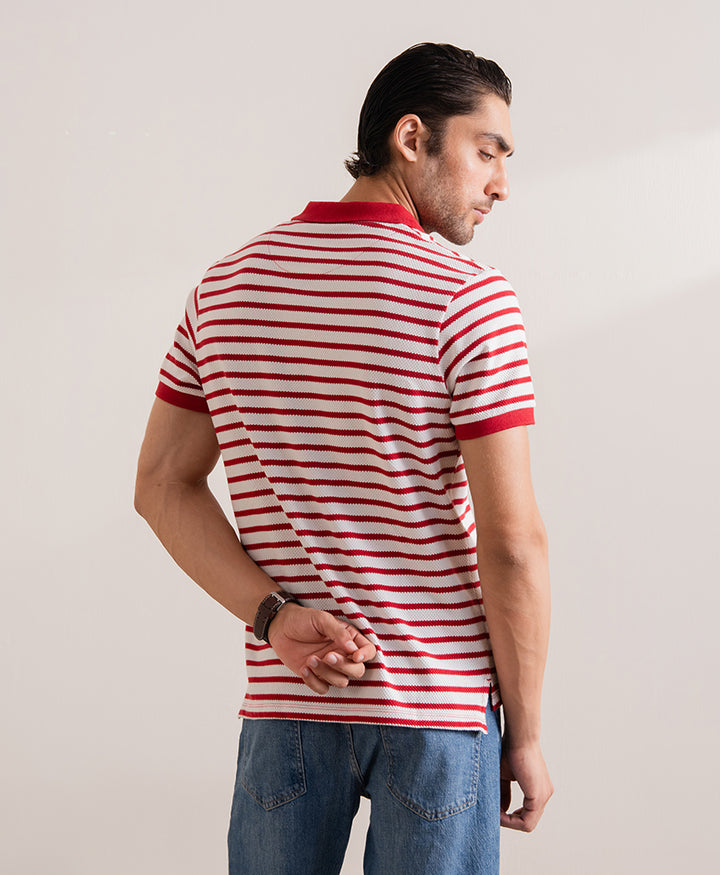 Maroon Knitted Striper POLO