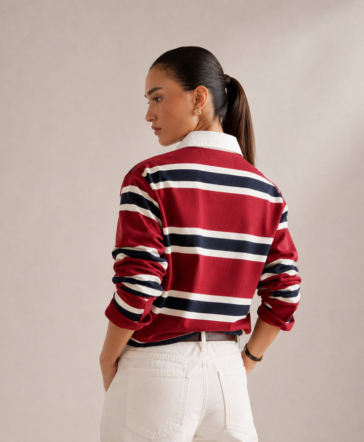 Maroon Monaco Stripe Rugby (Women)