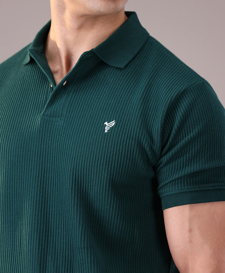 Green Forest Waffle Knit POLO