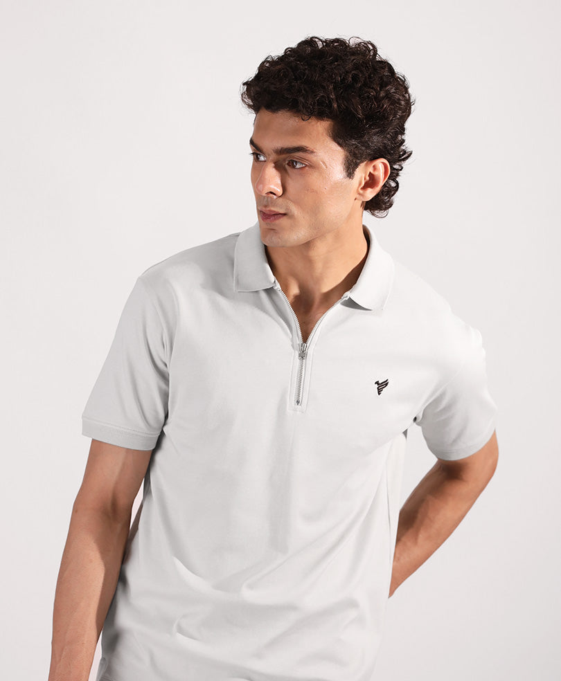 Dawn Blue Interlock Zip POLO