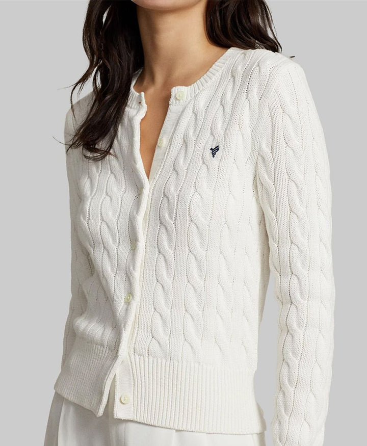 White Cable Knit Cardigan (Women)