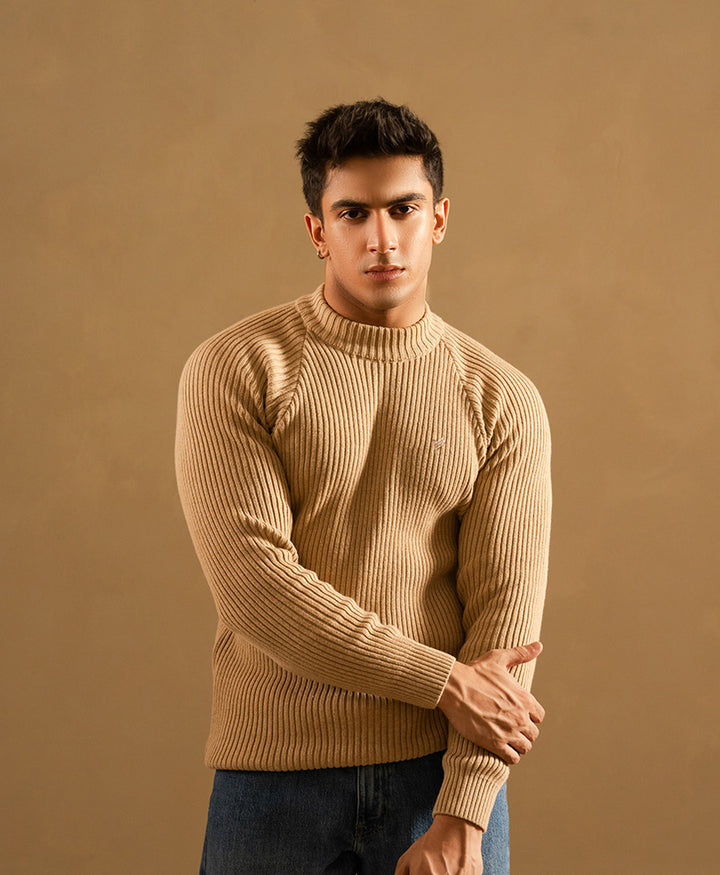 Khaki Mock Neck Sweater