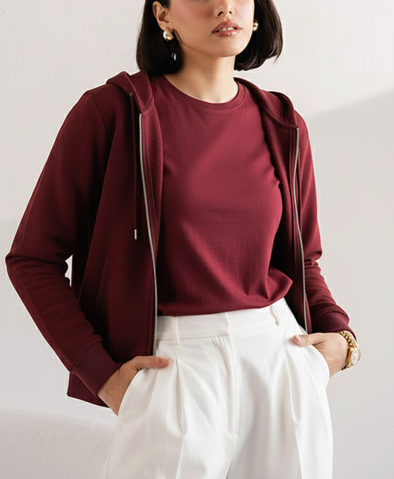 Maroon Full Zip Hoodie (Women)