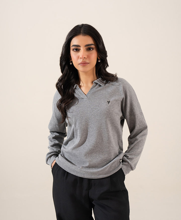 Grey V Neck POLO (Women)