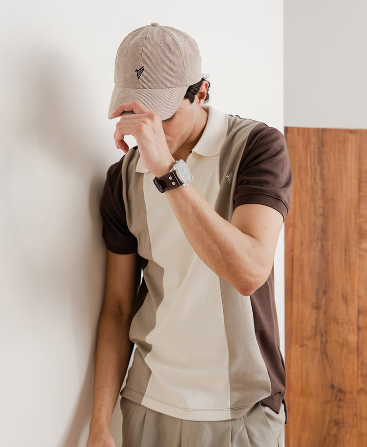 Drop Needle Contrast Zip POLO Shirt