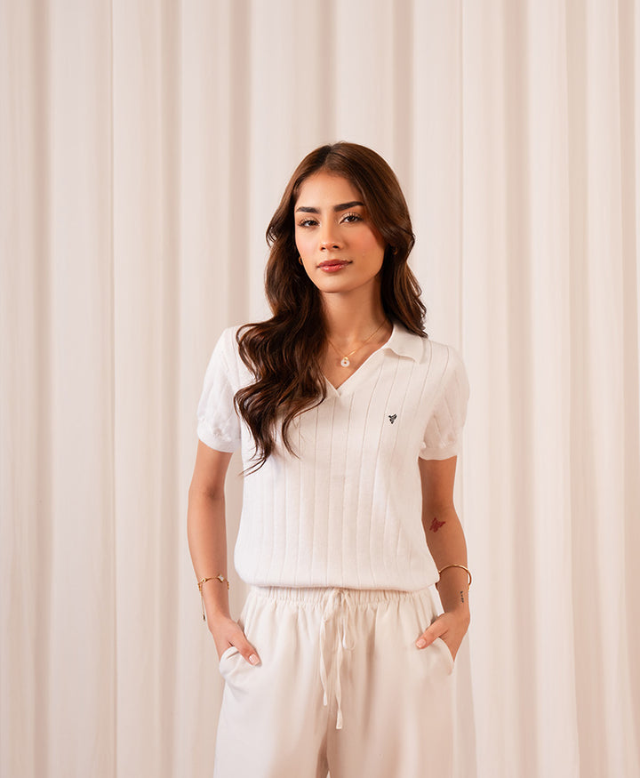 White Knitted POLO (Women)