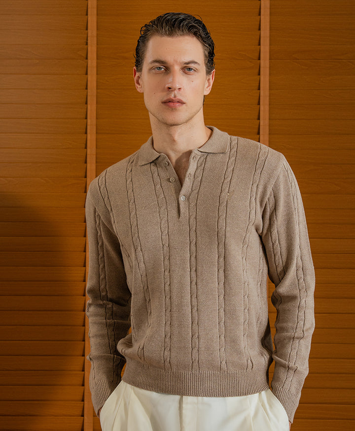 Goat Full Sleeve Cable Knit POLO