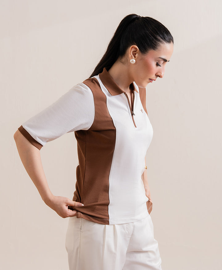 Toffee & White Panel POLO (Women)