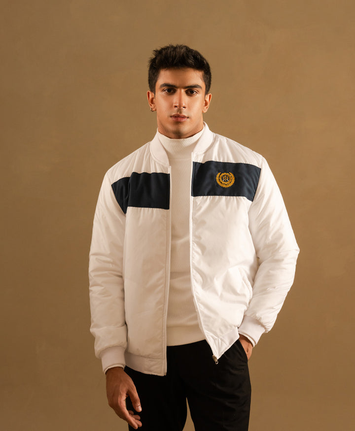 White Sports Bomber Jacket