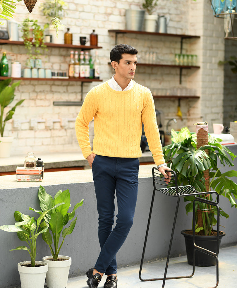 Mustard Cable Knit Sweater