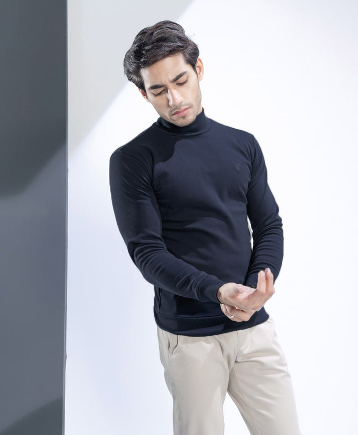 Navy Mock Neck