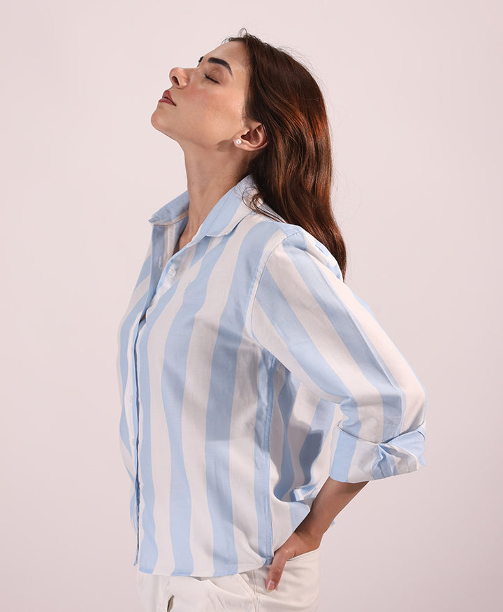 Blue Bold Striped Shirt (Women)