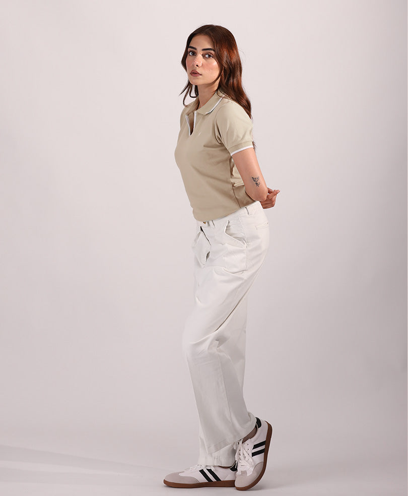 LT Brown V-Neck POLO (Women)