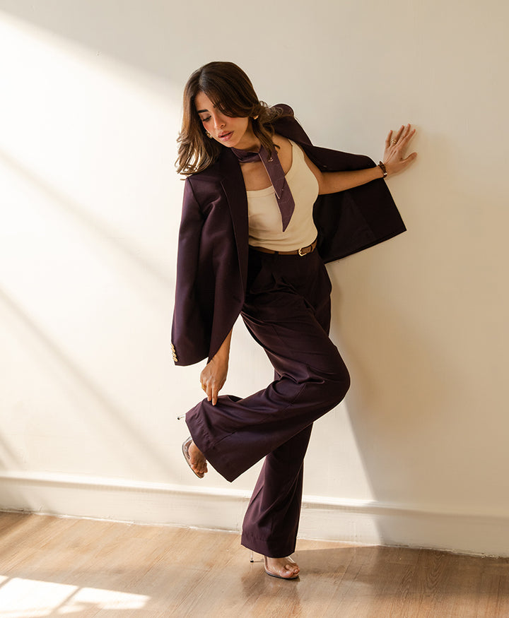 Montclair Burgundy Tailored Pants (Women)
