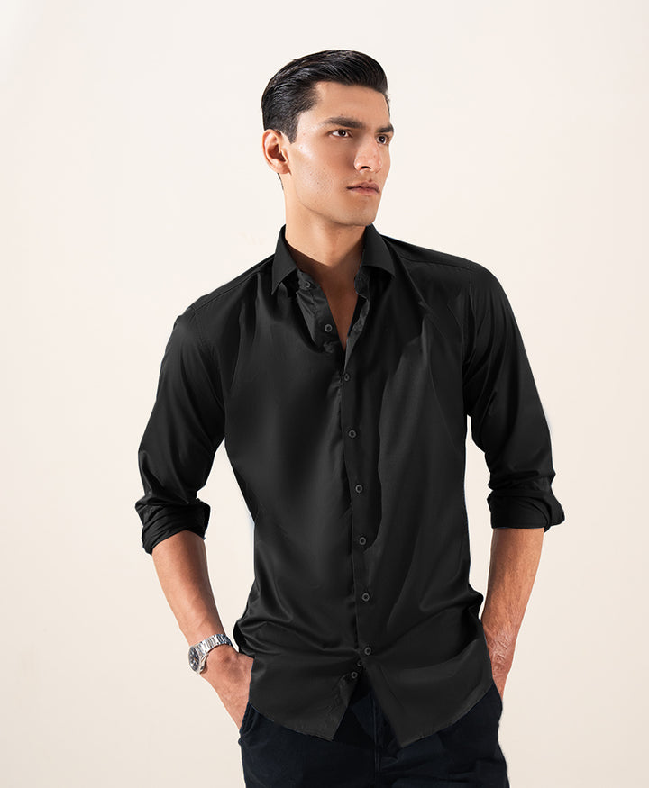 Pure Black Shirt (Slim / Modern / Regular Fit)