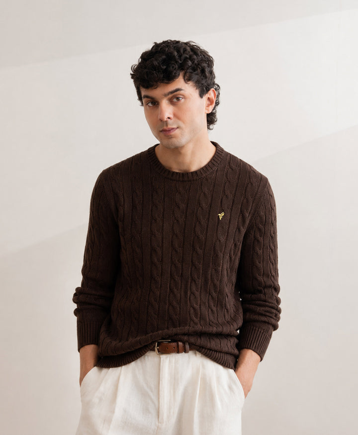 Chocolate Cable Knit Sweater
