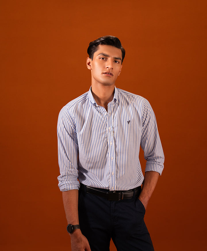 Blue Stripe Shirt (Slim / Modern Fit)