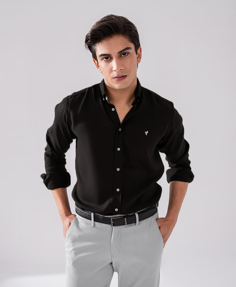 Black Button Down Shirt (Slim / Modern Fit)