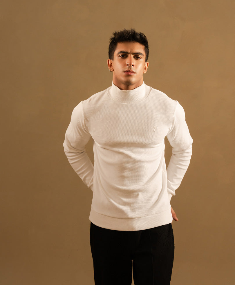 White Mock Neck