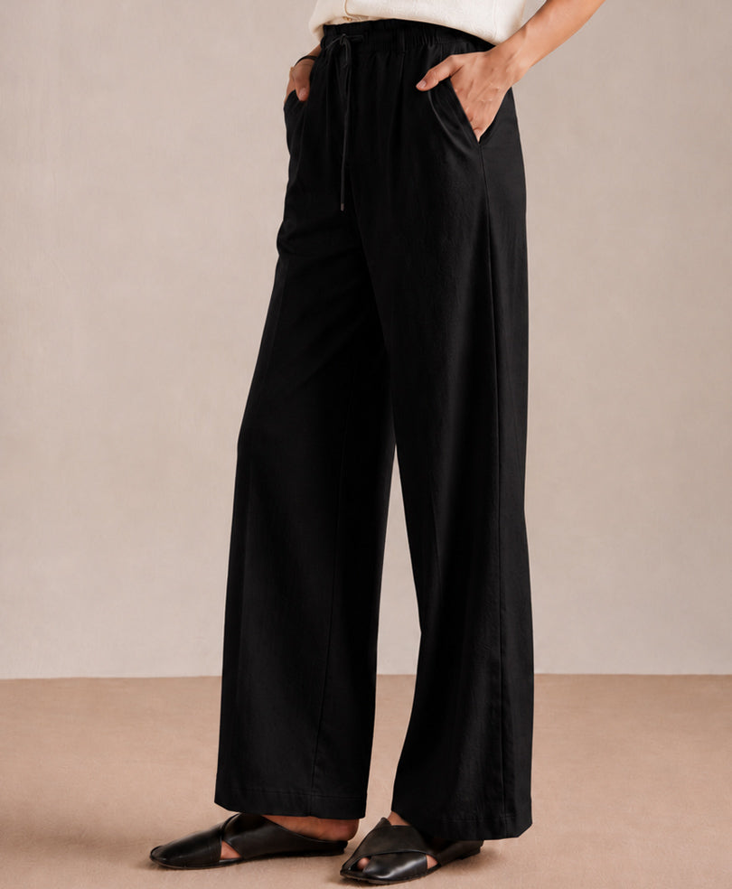 Black Waffle Wide Trouser (Women)