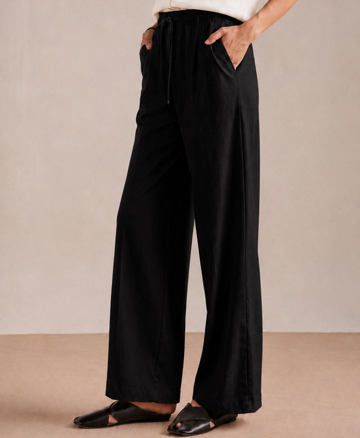 Black Waffle Wide Trouser (Women)