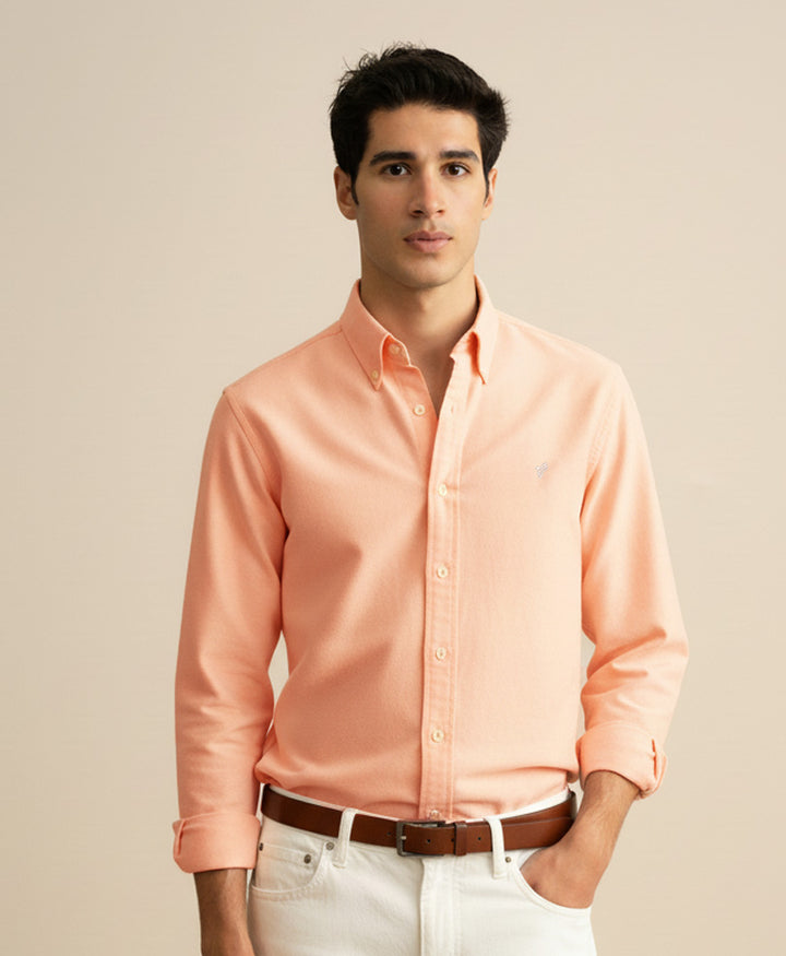 Peach Oxford shirt (Slim / Modern Fit )