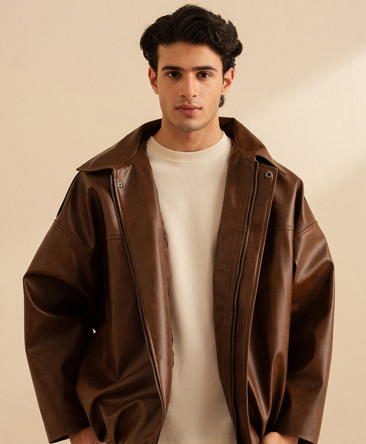 Brown PU Quest Jacket