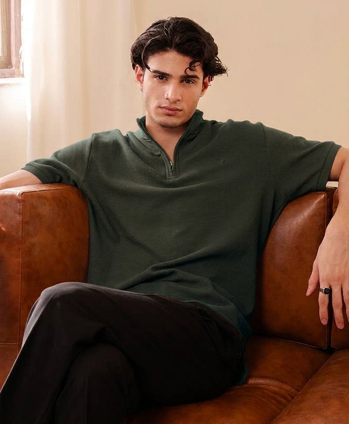 Hunter Green Mock Zip POLO