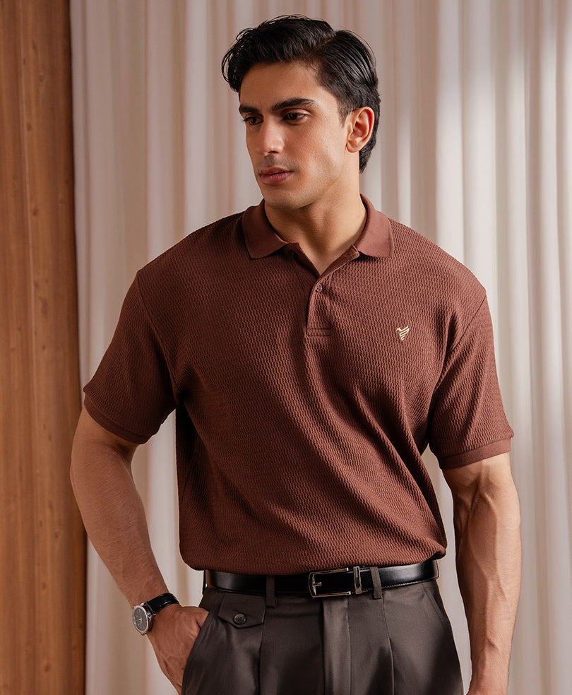 Cappuccino Herringbone Knit POLO
