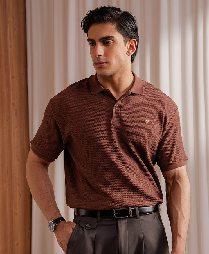 Cappuccino Herringbone Knit POLO