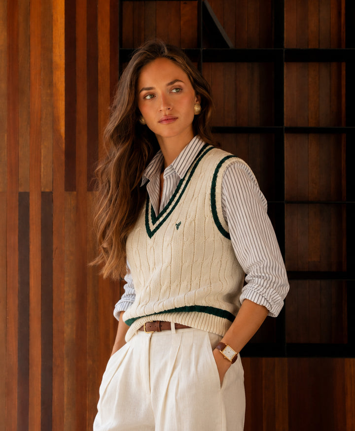 Retro Cable Knit Vest (Women)