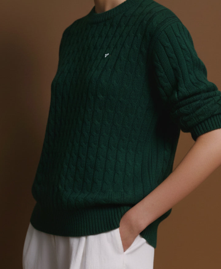 Green Cable Knit Sweater (Women)
