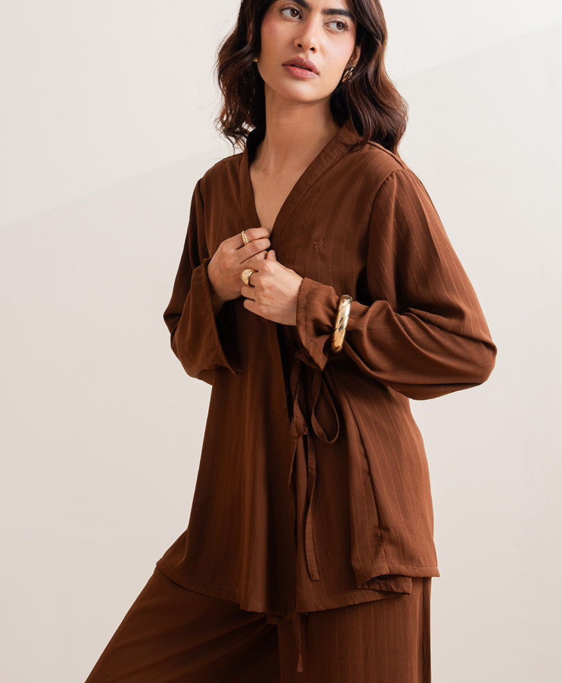 Mocha Line Wrap Shirt (Women)