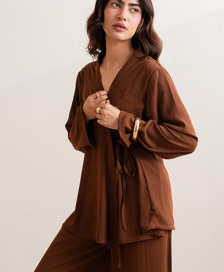 Mocha Line Wrap Shirt (Women)