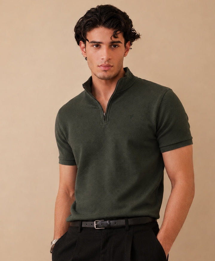 Hunter Green Mock Zip POLO