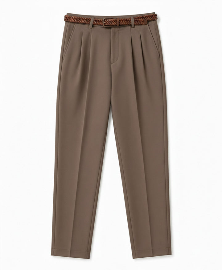 Dk Beige Pleated Dress Pant