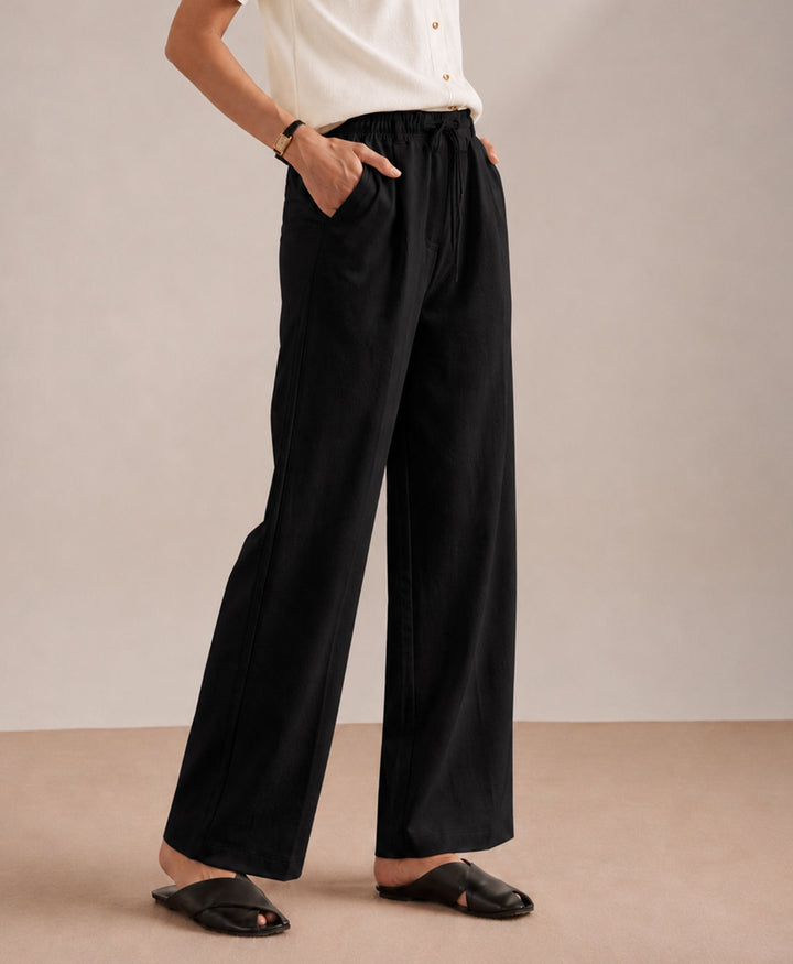 Black Waffle Wide Trouser (Women)