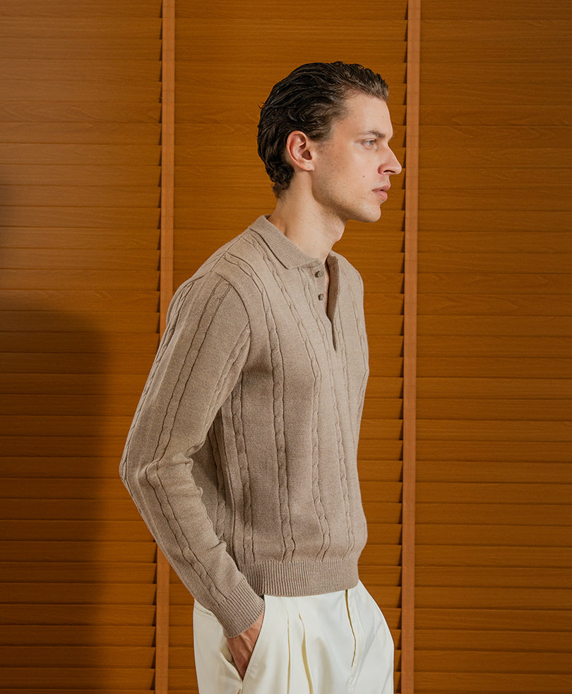 Goat Full Sleeve Cable Knit POLO