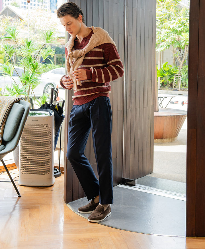 Rustic Maroon Knitted Full Sleeve POLO
