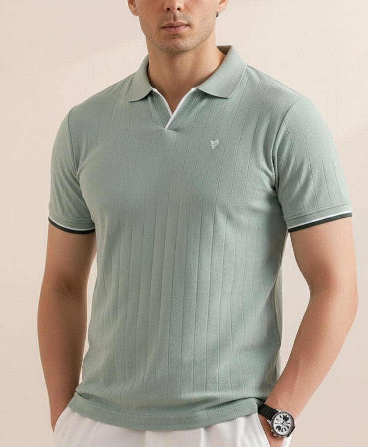 IceBerg Green V-Neck Drop Needle POLO