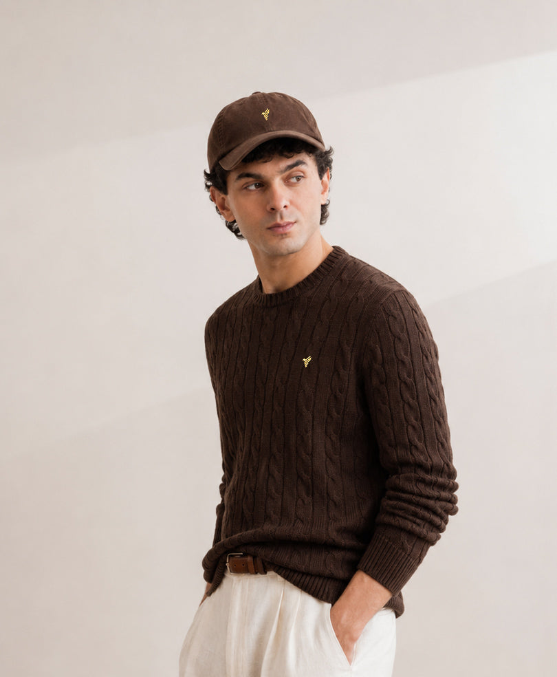 Chocolate Cable Knit Sweater