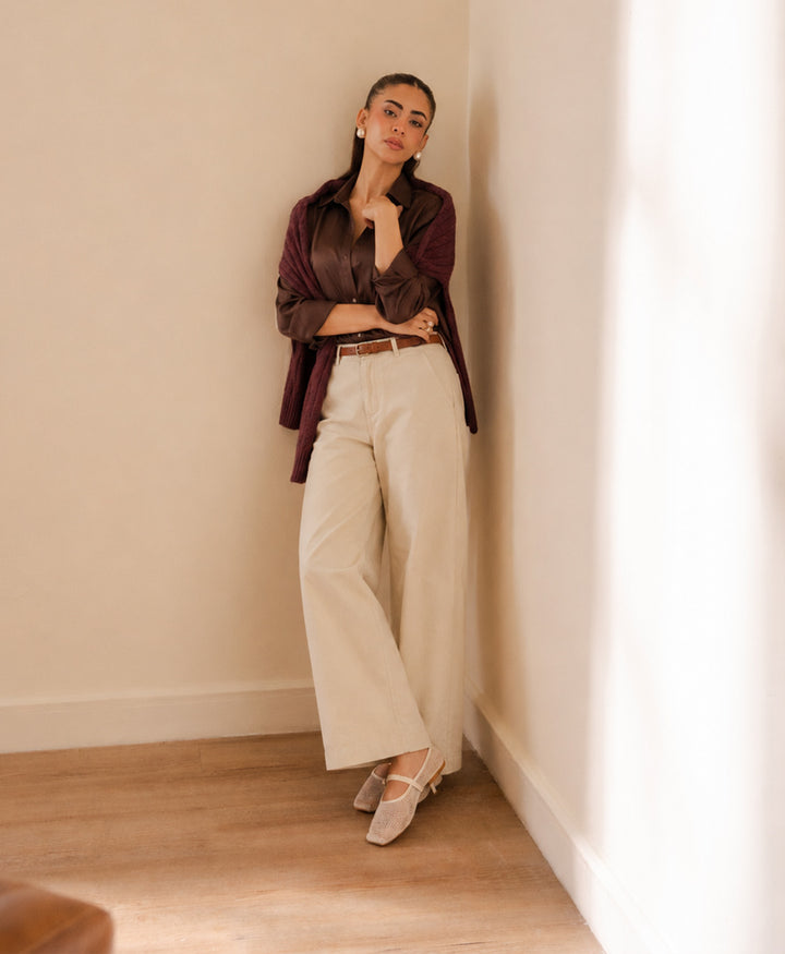 Stone Wide Leg Twill Pant (Women)