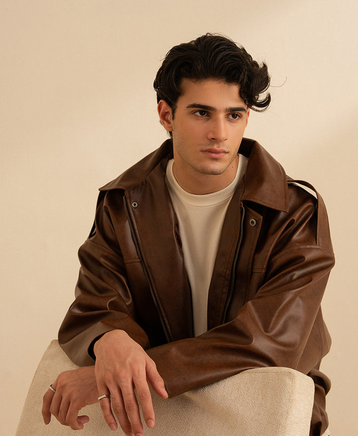 Brown PU Quest Jacket