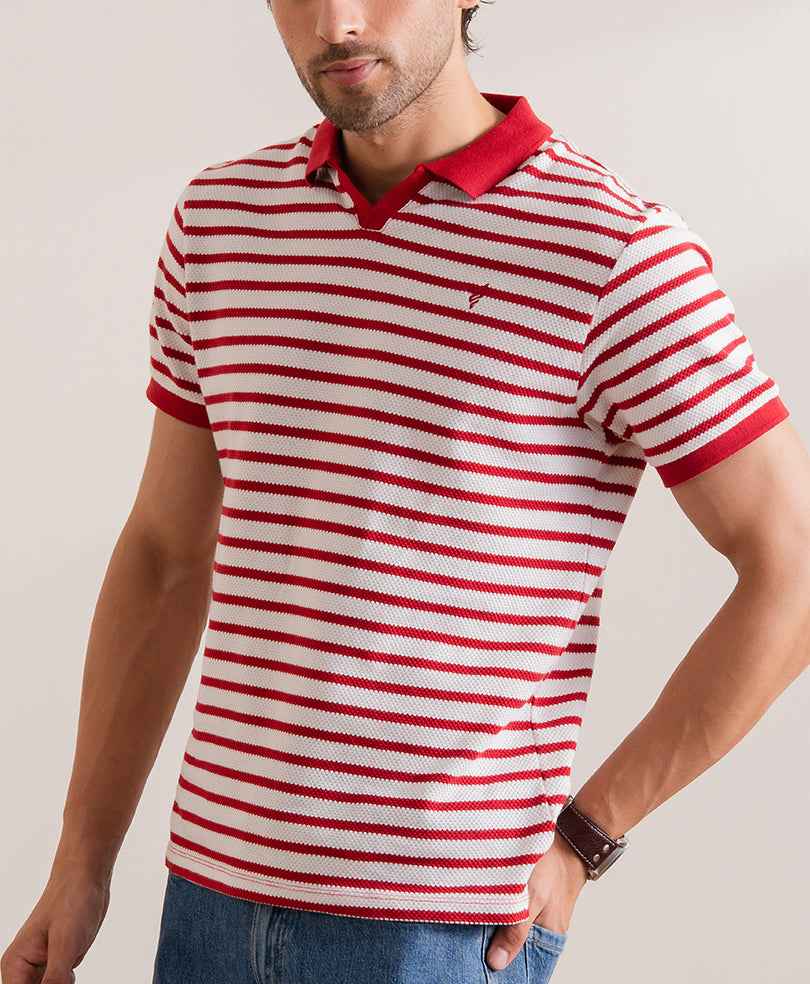 Maroon Knitted Striper POLO