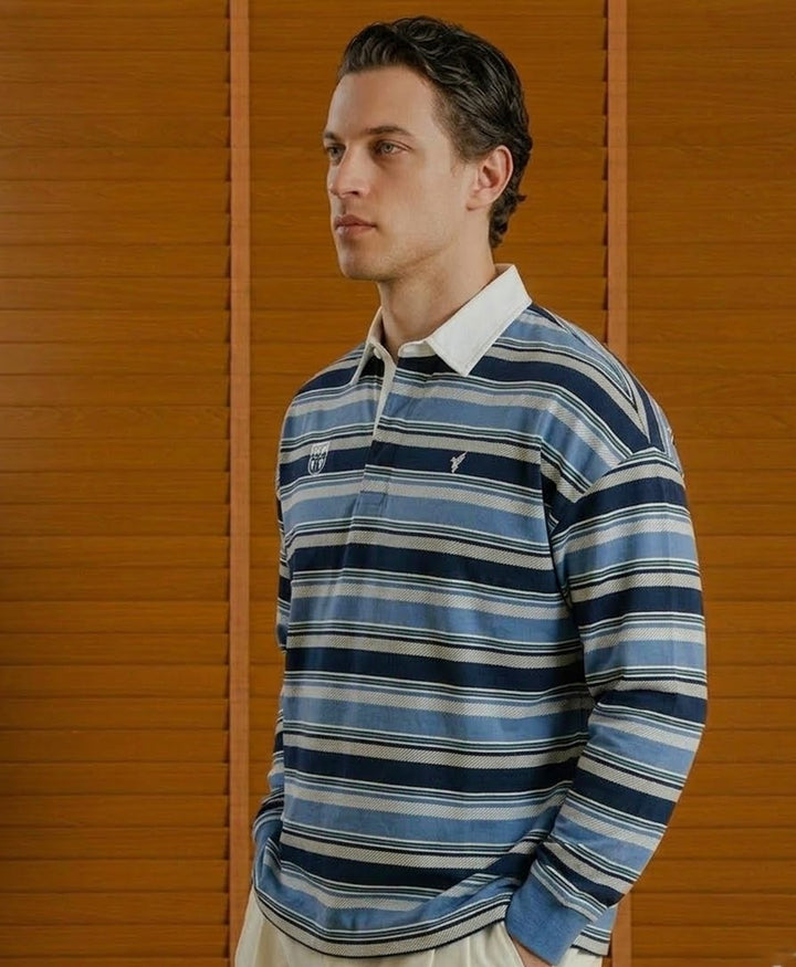 Navy Retro Resort Rugby Shirt