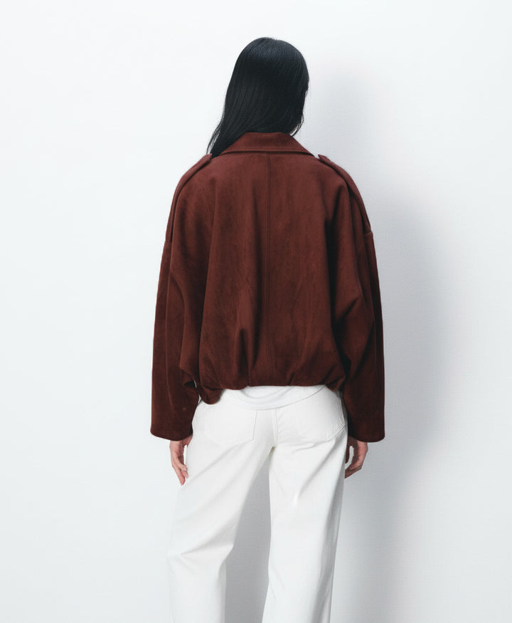 Maroon Suede Bomber Jacket (Women)